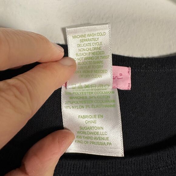 Lily Pulitzer Ramona Navy Cotton Blend Fringe Long Sleeve Sweater Women's XS - Picture 10 of 10